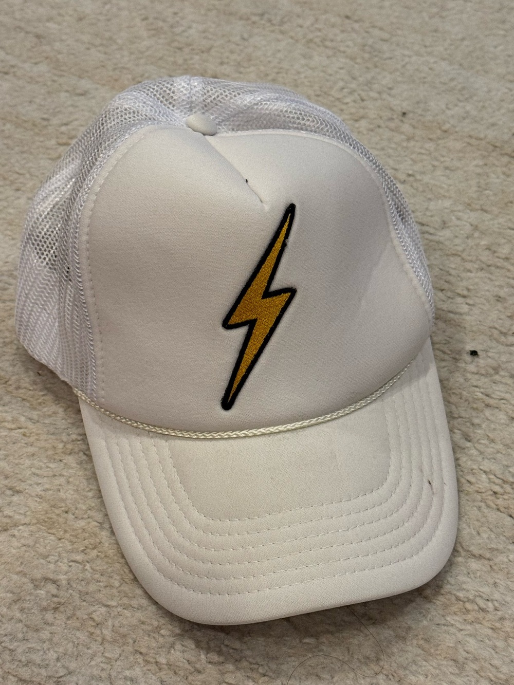 Aviator Nation White Trucker Hat with Yellow Lightning Bolt